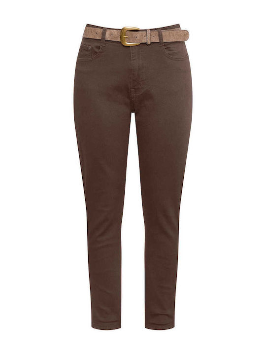 Celestino Blugi Damă Mom Fit Bumbac Maro