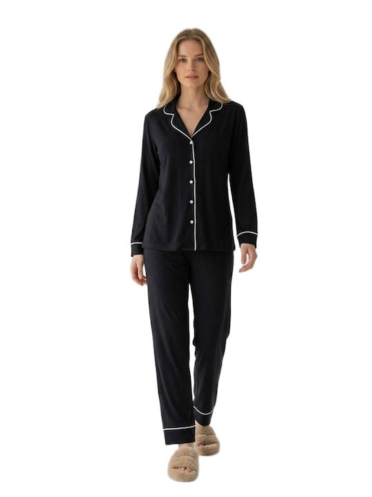 Harmony Hersteller: Harmony Winter Damen Schlafanzug Set Schwarz