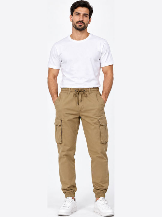 Herrenhose Fracht Elastisch Schlank Fit Khaki