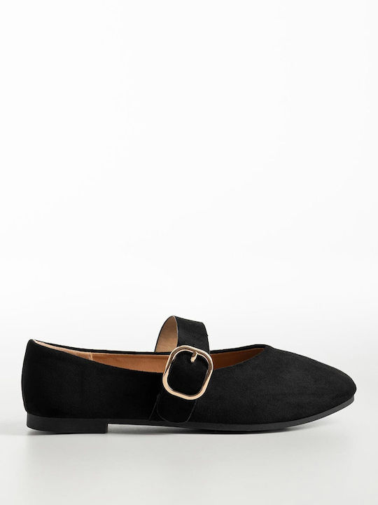 Bozikis Wildleder Damen Ballerinas Schwarz