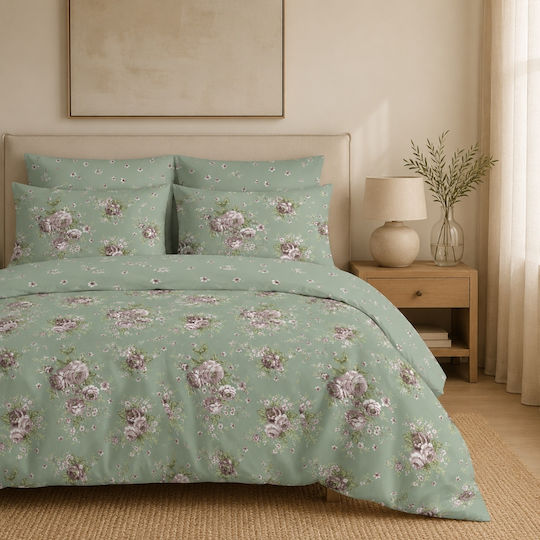 My Home Luxury My Home Luxury Bettbezug Baumwolle 160x240cm Einzeln mit Kissenbezug Vintage Mint