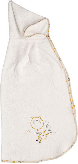 O Kosmos tou Morou Baby Bath Towel with Hood Ecru 85x95cm
