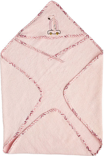O Kosmos tou Morou Baby Hooded Towel Pink 75x75cm