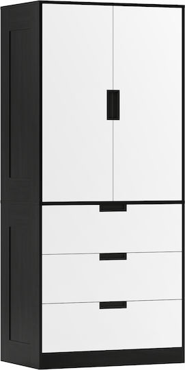 Doppeltür Kleiderschrank Schwarz/Weiß 80x50x180cm