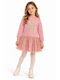 Girls Dress Sweatshirt Long Sleeve Tulle Coral
