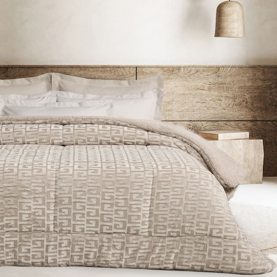 Das Home Комбинирано Одеяло с Пълнеж Hollowfiber Двойно 220x240см Sherpa Taupe 12 togs
