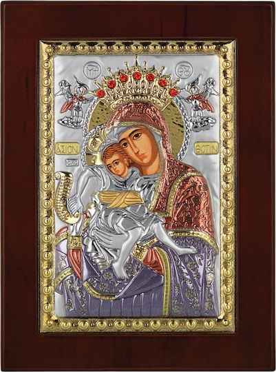 Icoană Argintie 10x14 Maica Domnului Axion Estin Prince Silvero Ma/e1101dxc