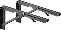 Brateck Foldable Shelf Bracket from Stainless Steel in Black Colour 396x167mm WAS01-1