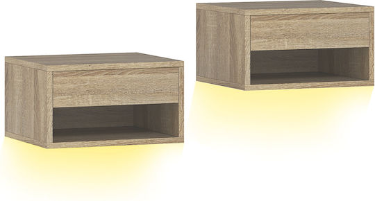 Κομοδίνα Ξύλινα Μπεζ 2τμχ 37x32x21cm