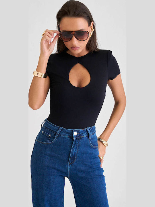 Decoro Damen-Bodysuit Cut Out Schwarz