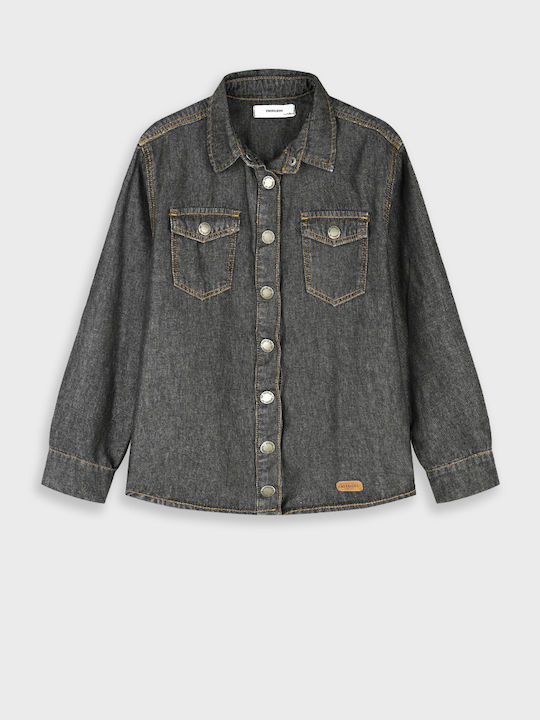 Kinderhemd Langärmelig Denim Schwarz Tzīn