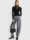 Damen Bluse Langärmelig Schwarz