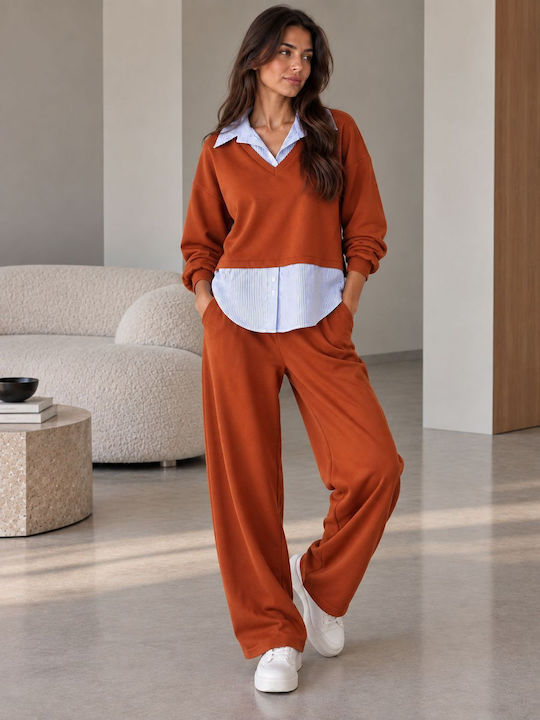 Damen Orange Set mit Hose in Entspannte Passform