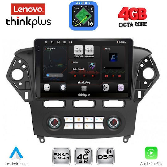 Lenovo Car Audio System for Ford Mondeo 2011-2013 with Clima Bluetooth USB WiFi GPS Apple CarPlay Android Auto with 10" Touch Screen