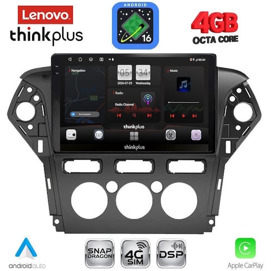 Lenovo Car Audio System for Ford Mondeo 2011-2013 with A/C Bluetooth USB WiFi GPS Apple CarPlay Android Auto with 10" Touch Screen