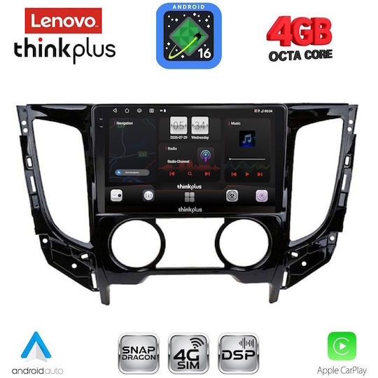 Lenovo Автомобилна Аудио Система За Mitsubishi L200 2015-2019 С A/C (Bluetooth/USB/Вграден Wi-Fi/GPS/Apple CarPlay/Android Auto) С Touch Screen 9"