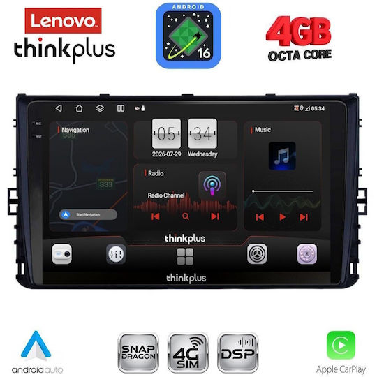 Lenovo Автомобилна Аудио Система за Volkswagen Polo / T-Roc / T-Cross / Taigo 2017-2026 с Clima (Bluetooth/USB/WiFi/GPS/Apple CarPlay/Android Auto) с Touch Screen 9"