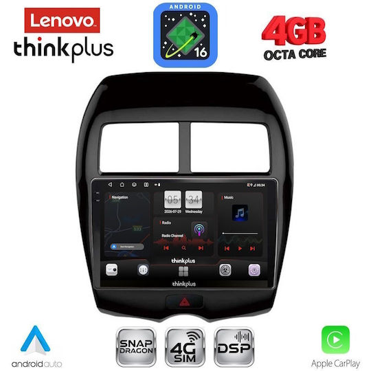 Lenovo Ηχοσύστημα Αυτοκινήτου για Peugeot 4008 Mitsubishi Asx (Bluetooth/USB/WiFi/GPS/Apple-Carplay/Android-Auto) με Οθόνη Αφής 10"