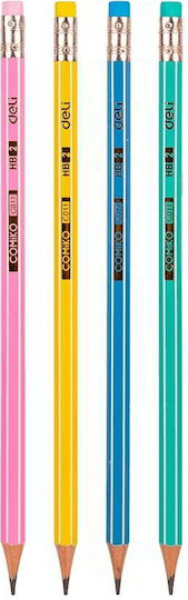 Deli Comico Bleistift HB mit Radiergummi Verschiedene Farben