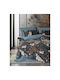 Cotton Box Set Huse Pentru Pilote Senso 100% Bumbac 200x220cm Dublă Cu 2 Fețe De Pernă & 1 Cearșaf Albastru Petrol Verde