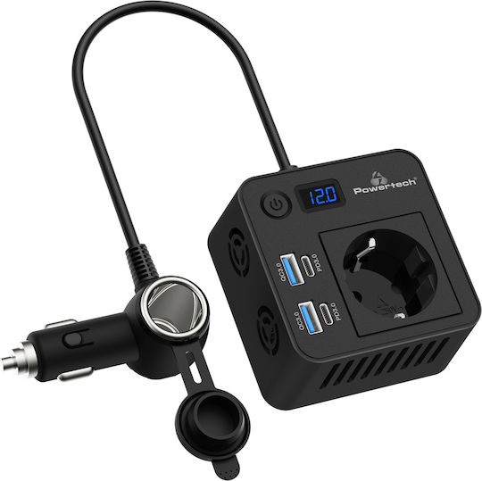 Powertech Car Power Inverter Ptl-028 200W 12V/24V DC 110V/220V AC 2x USB-C/2x USB 5210131162682