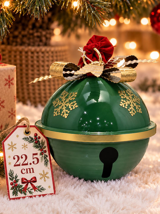 Bakaji Weihnachtsfigur Metall Glocke Grün