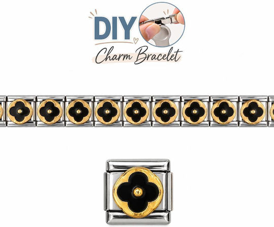 Edelstahl Schmuckherstellungsmaterialien Diy Armband Schwarzes Muster Goldener Kreis
