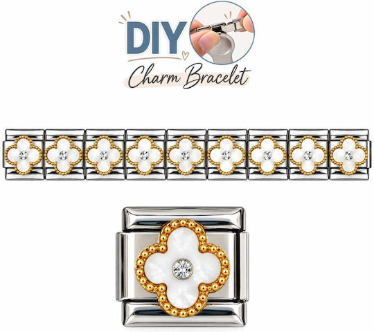 Edelstahl Elemente Diy Armband Weißes Muster Strass