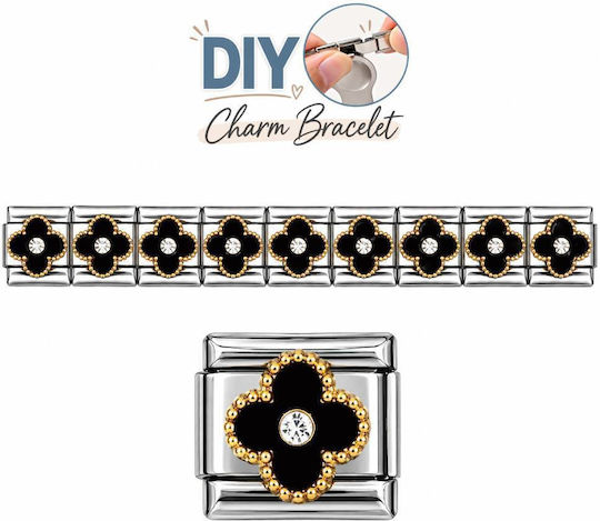 Edelstahl Elemente Diy Armband Schwarz Muster Strass
