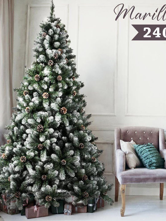 Christmas Tree Marilleva Umbrella Snowy, with Pine Cones 240cm