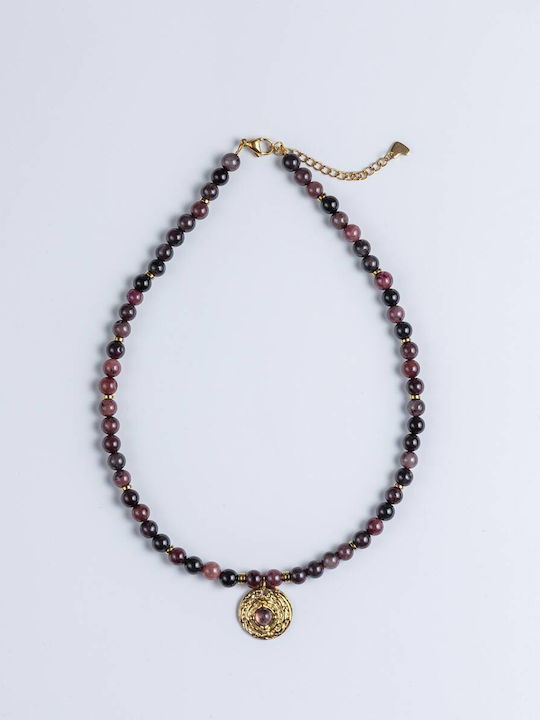 Cuoro Vergoldete Bordeaux Halskette