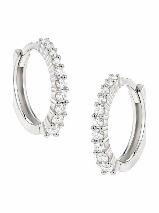 Senzio Belibasakis White Gold 9K Hoop Earrings with Stones