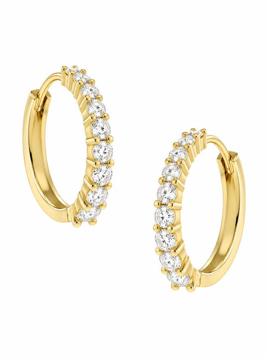 Senzio Belibasakis Single Gold 9K Hoop Earring with Stones