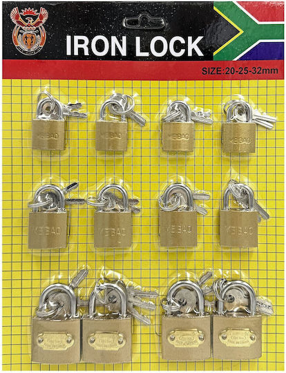 SPV Padlock Brass With Key 32mm 12 Pieces