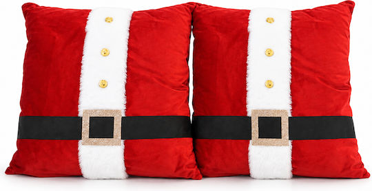 Bakaji Set of 2 Decorative Christmas Santa Claus Pillows 42x42 cm Green Red 02002522