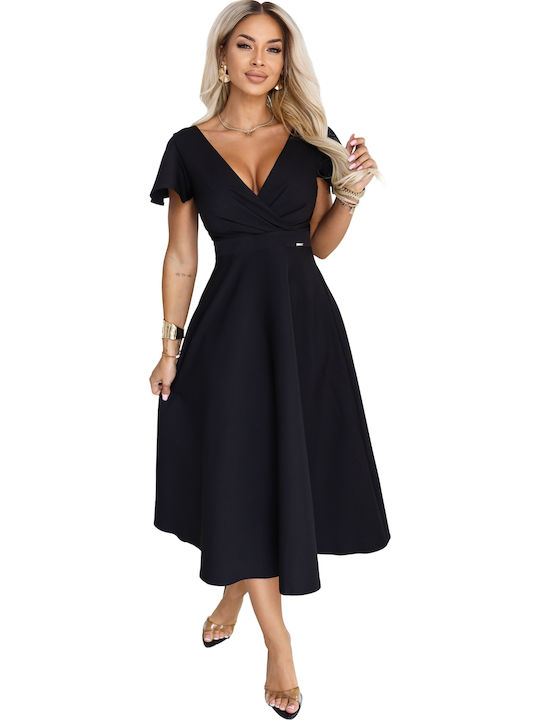 Numoco Summer Midi Evening Wrap Dress Black