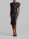 Midi Evening Dress Leather Black