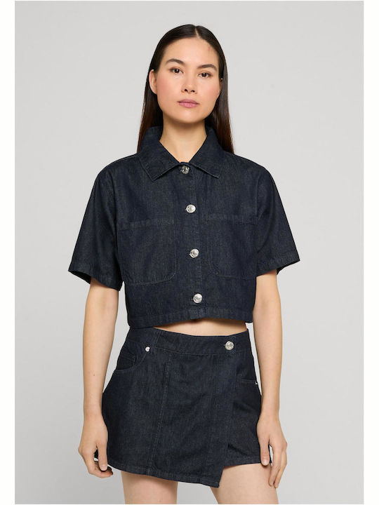 Μακρυμάνικο Γυναικείο Τζιν Πουκάμισο Blue Rinsed Washed