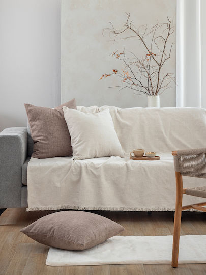 Palamaiki Dene Cuvertură Pentru Fotoliu Reversibilă Chenille 170x170 cm Ecru