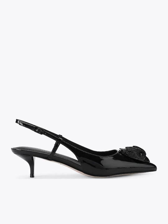 Pantofi cu toc din lac negre
