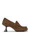 Δερμάτινες Loafer Γόβες Καφέ