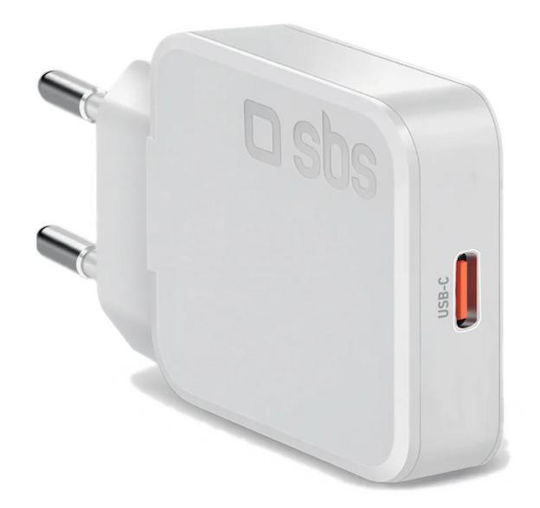 SBS Wireless Charger with USB-C Port 30W Power Delivery White (LATRGAN1C30SLIMW)