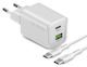 SBS Wireless Charger With USB-A Output Port And USB-C Output Port 30W Power Delivery White (TETRKITGAN1A1C30W)