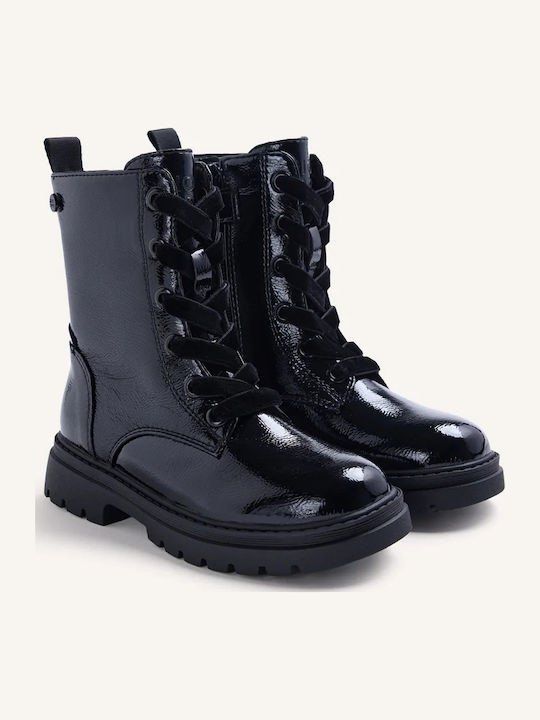 Schwarze Kinderstiefel mit Reißverschluss