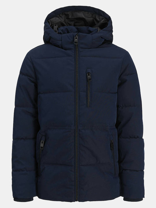 Jack & Jones Jjeowen Puffer Kinderjacken & Winterjacken Gesteppt Kurz mit Kapuzen- Sky Captain, Solid Dunkelblau