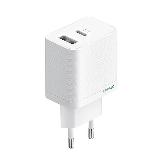 Oppo Зарядно Устройство Без Кабел с USB-A Порт и USB-C Порт 45W Power Delivery Бяло (OSAB4CB4AE)