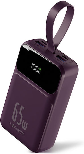 Forever Vibe-TB65 Външна Батерия 20000mAh 65W с 2 USB-A Изходни Порта и 2 USB-C Изходни Порта Power Delivery / Quick Charge Лилав