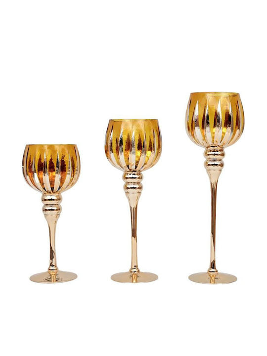 Fylliana Set Kerzenhalter Glas in Gelber Farbe ...