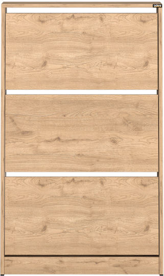 Flacher Schuhschrank aus Holz Beige mit Klappfächern B73xT26xH119cm AD_SHC-530-FF-1