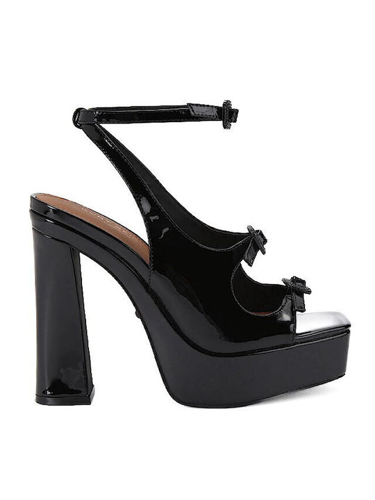 Damen Sandalen aus Schwarz Lackleder